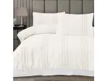 Pościel bawełniana jednobarwna 220x200+2/70x80 Melkor krem pasy żakardowe